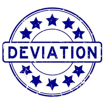 Grunge blue deviation word with star icon round rubber seal stamp on white .. Stock Illustration