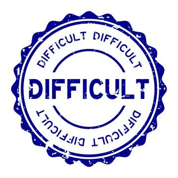 Grunge blue difficult word round rubber seal stamp on white background Stock Illustration