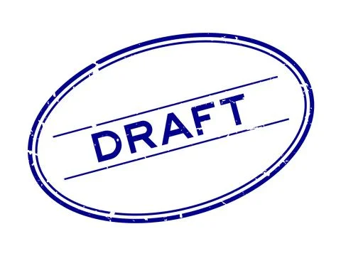 Grunge blue draft word oval rubber seal stamp on white background Stockillustratie