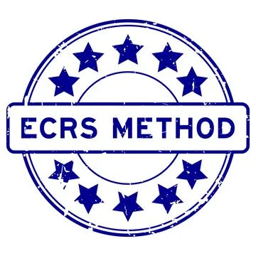 Grunge blue ECRS (Abbreviation of Eliminate, Combine, Rearrange, and Simpli.. Stock Illustration