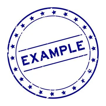 Grunge blue example word round rubber seal stamp on white background Stock Illustration