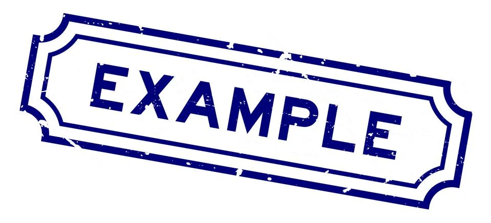 Grunge blue example word square rubber stamp on white background Stock Illustration