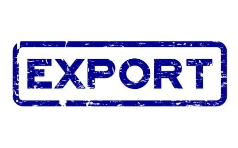 Grunge blue export square rubber seal stamp on white background Stock Illustration