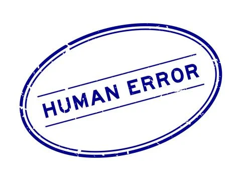 Grunge blue human error word oval rubber seal stamp on white background Stock Illustration