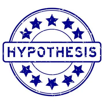 Grunge blue hypothesis word with star icon round rubber seal stamp on white b Illustrazione stock