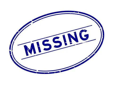 Grunge blue missing word oval rubber seal stamp on white background Illustrazione stock