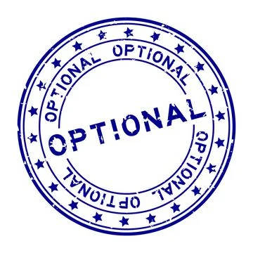 Grunge blue optional word round rubber seal stamp on white background Illustrazione stock