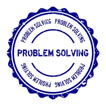 Grunge blue problem solving word round rubber seal stamp on white background 스톡 일러스트