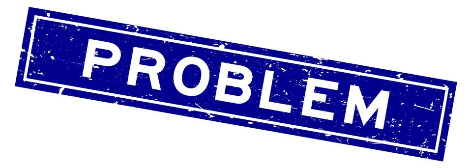 Grunge blue problem word square rubber seal stamp on white background Illustrazione stock