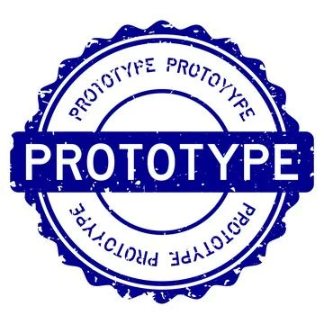 Grunge blue prototype word round rubber seal stamp on white background 스톡 일러스트