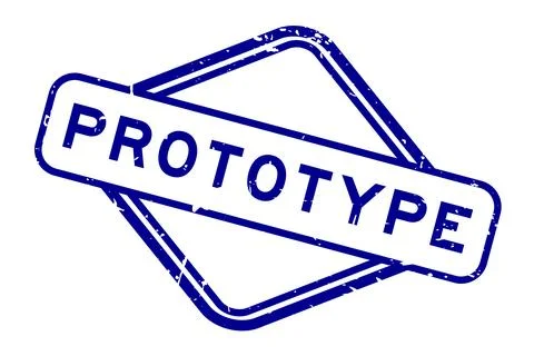 Grunge blue prototype word rubber seal stamp  on white background Stock Illustration