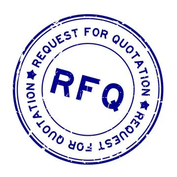 Grunge blue RFQ request for quotation word round rubber seal stamp on white b 스톡 일러스트