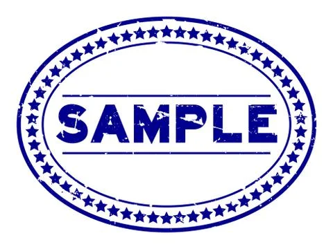Grunge blue sample oval rubber seal stamp on white background Stock Illustration