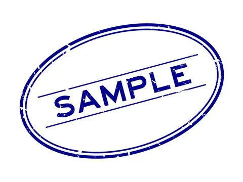 Grunge blue sample word oval rubber seal stamp on white background Stock Illustration