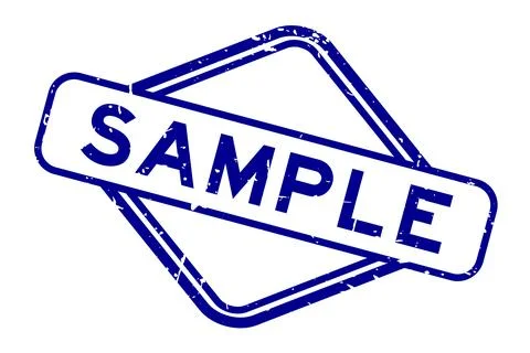 Grunge blue sample word rubber seal stamp on white background Stock Illustration