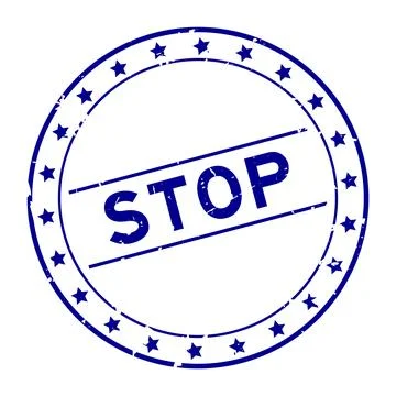 Grunge blue stop word round rubber seal stamp on white background Stock Illustration