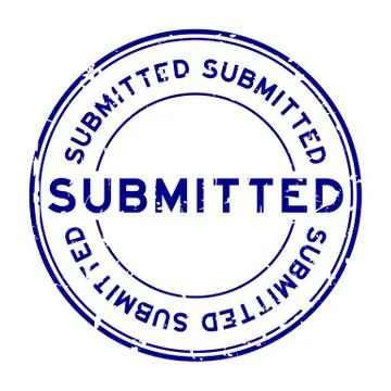Grunge blue submitted round rubber seal stamp on white background Stock Illustration