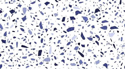Grunge blue terrazzo seamless pattern, ornament Stock Illustration