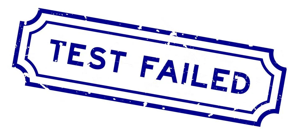 Grunge blue test failed word rubber seal stamp on white background Stock Illustration