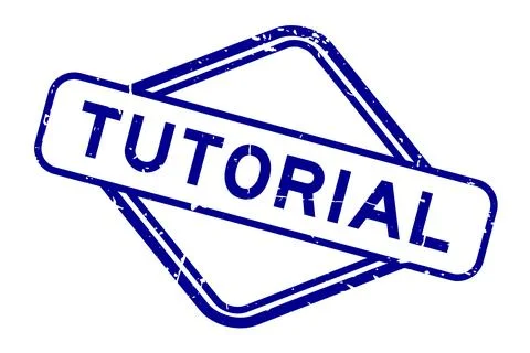 Grunge blue tutorial word rubber seal stamp on white background Stock Illustration