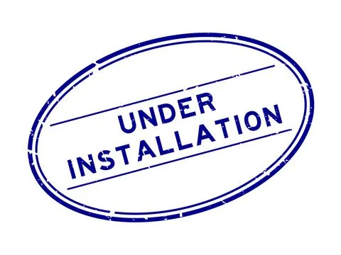 Grunge blue under installation word oval rubber seal stamp on white backgroun Stock Illustration