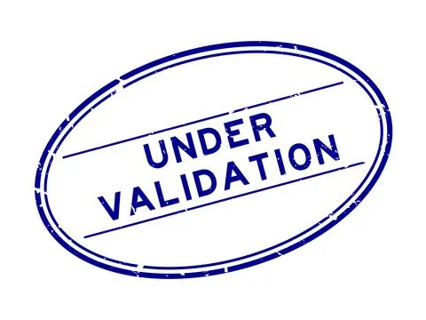Grunge blue under validation word oval rubber seal stamp on white background Stock Illustration