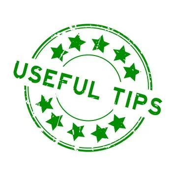 Grunge blue useful tips word with star icon round rubber seal stamp on whit.. Stock Illustration
