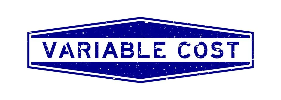 Grunge blue variable cost word hexagon rubber seal stamp on white background Ilustração Stock