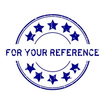 Grunge blue for your reference word with star icon round rubber seal stamp on Ilustración de archivo