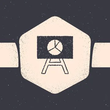 Grunge Board with graph chart icon isolated on grey background. Report text file Stock Illustration