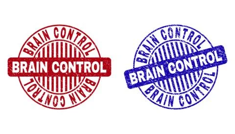 Grunge BRAIN CONTROL Textured Round Watermarks Stock Illustration