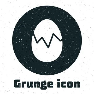 Grunge Broken egg icon isolated on white background. Happy Easter. Monochro.. Stock Illustration