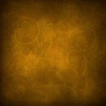 Grunge brown background with floral pattern. Stock Illustration