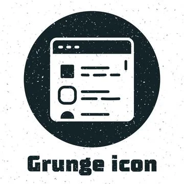 Grunge Browser files icon isolated on white background. Monochrome vintage イラスト素材
