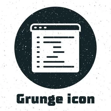 Grunge Browser window icon isolated on white background. Monochrome vintage.. Stock Illustration