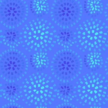 Grunge Brush Blue Seamless Pattern with Circle Print イラスト素材