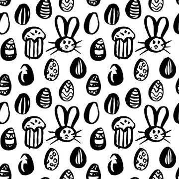 Grunge Brush Easter Seamless Pattern Illustrazione stock