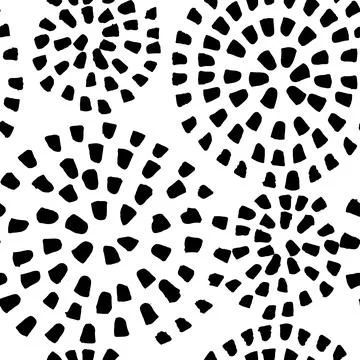 Grunge Brush Seamless Pattern with Circle Print. Abstract Tile Background. イラスト素材