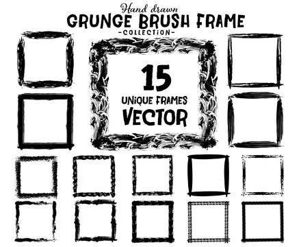 Grunge Brush Stroke Frames Vector Set Stock Illustration
