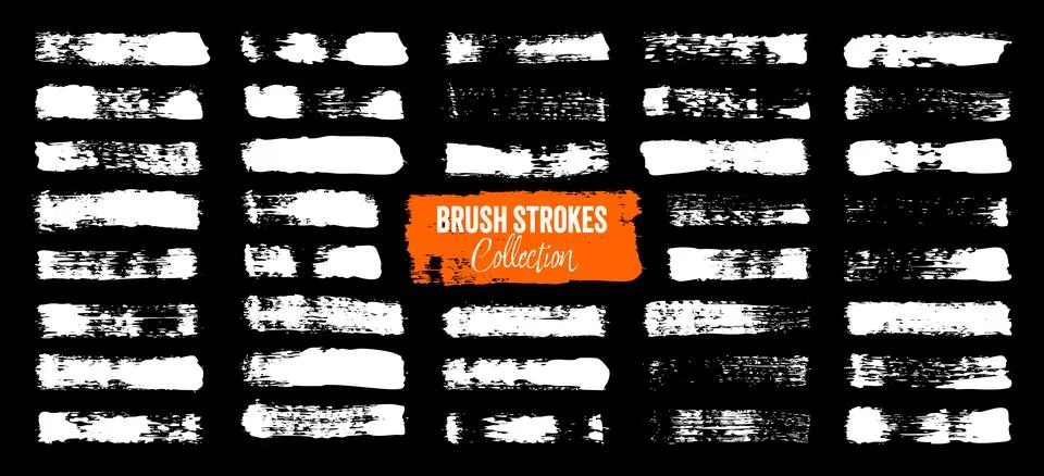 Grunge brush strokes, lines, ink smudges, hand-drawn scribble shapes. Handmade Stock Illustration