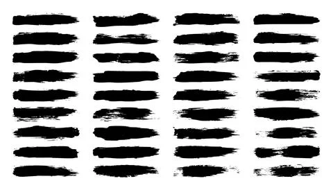 Grunge brush strokes, lines, ink smudges, hand-drawn scribble shapes. Handmade 库存插图