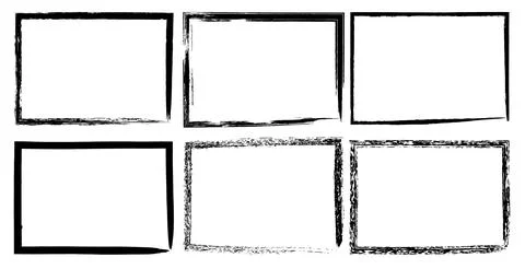 Grunge brush strokes rectangle borders Illustrazione stock