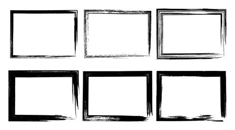 Grunge brush strokes rectangle borders Illustrazione stock