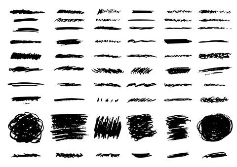 Grunge brushes vector hand drawn set. Stock Illustration