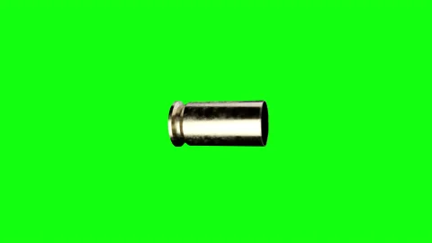 Grunge Bullet Shell Rotating In Seamless On The Green Background Easy Extract Stock Footage 219523754