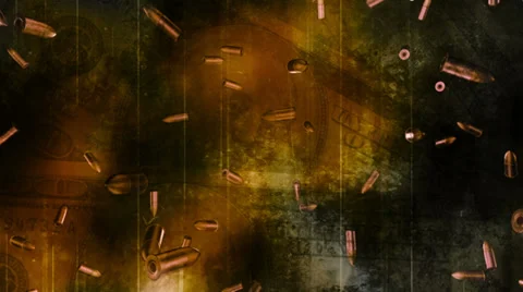 Grunge Bullets and money loop R7745D Stockbeeldmateriaal 34477978