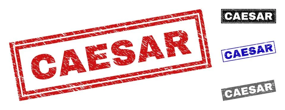 Grunge CAESAR Textured Rectangle Watermarks Stock Illustration