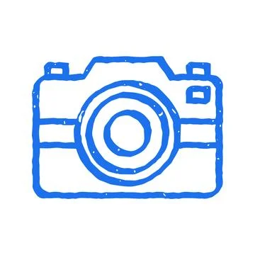 Grunge Camera Icon Sketch Hand Drawn Vector Illustration 스톡 일러스트