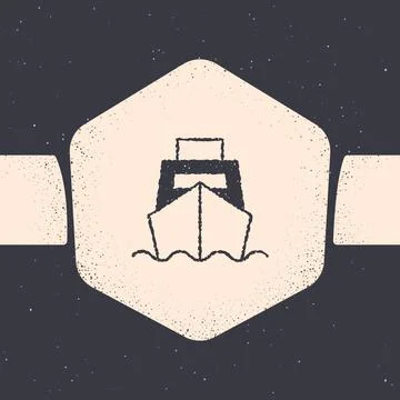 Grunge Cargo ship with boxes delivery service icon isolated on grey background イラスト素材