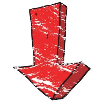 Grunge cartoon arrow pointing down Stock Illustration